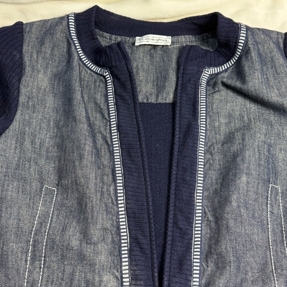 St. John Blue and Gray Denim Jacket - Picture 2 of 4